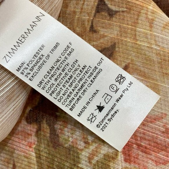 Zimmermann Floral Print Long Sleeve Silk Satin Dress NWT - Picture 7 of 9